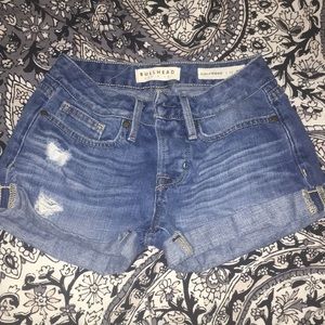 Button up, denim shorts